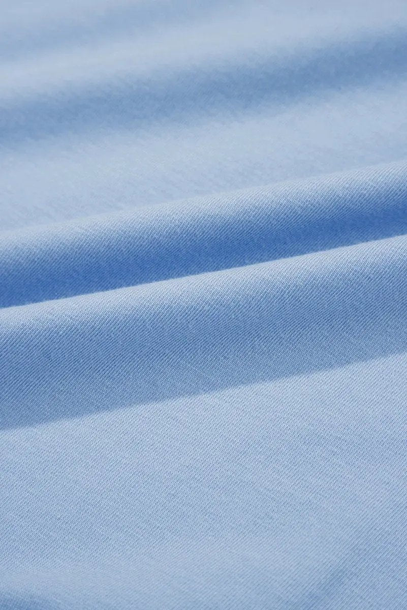 Sky Blue Solid Color Pocketed Raw Edge Babydoll Dress - Love Salve